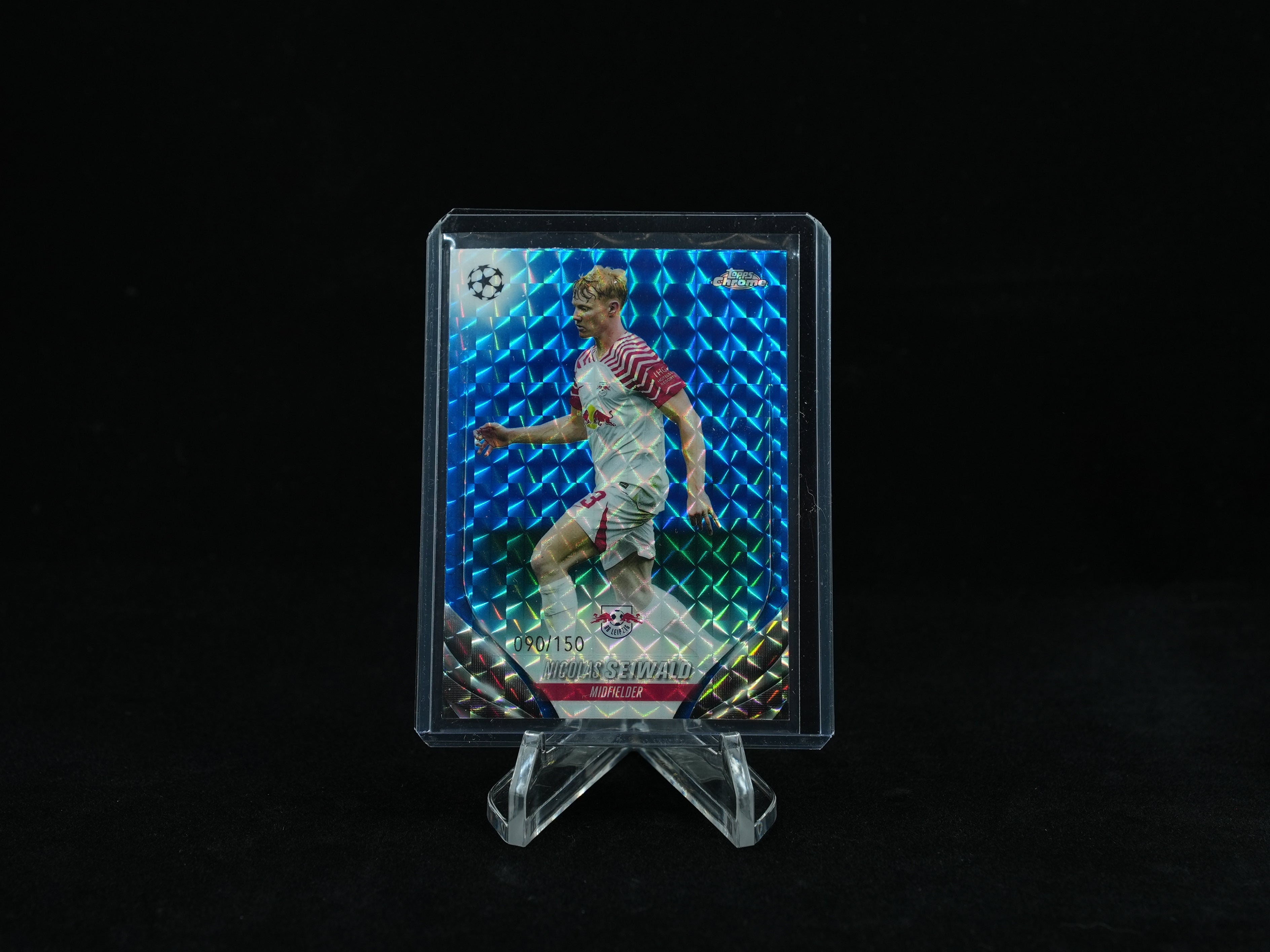 2023-24 Topps Chrome UEFA Club Competitions Soccer-Nicolas Seiwald-Blue Geometric /150